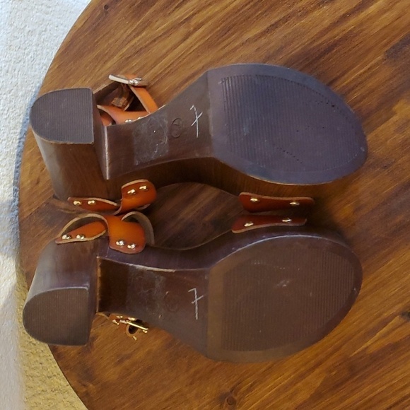 Mossimo- Womens Brown leather Strappy Platform high block Heels Sz.7.5 - Picture 8 of 10